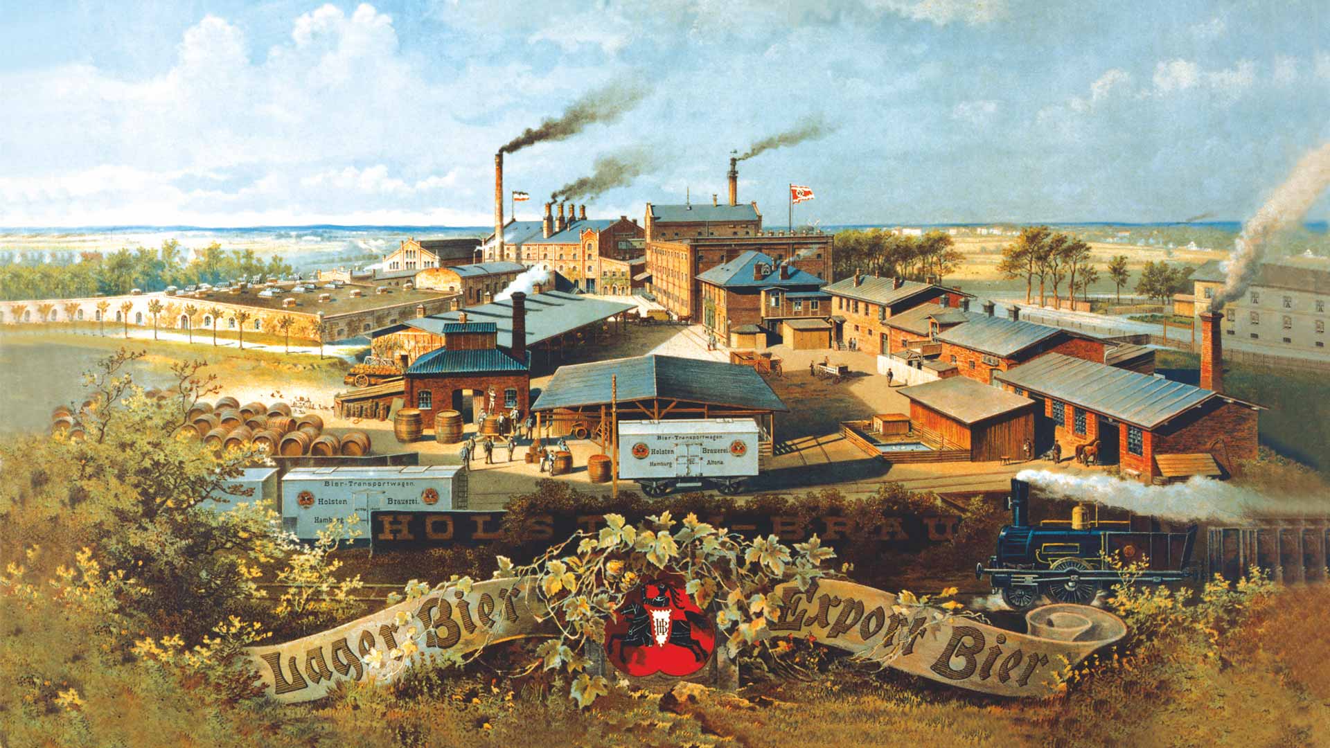 Historische Zeichnung der alten Holsten Brauerei in Hamburg Altona